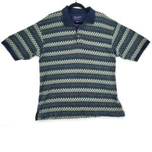 Wrangler‎ Vintage Polo Shirt L Retro 90s Zig Zag Knit Dadcore Aesthetic